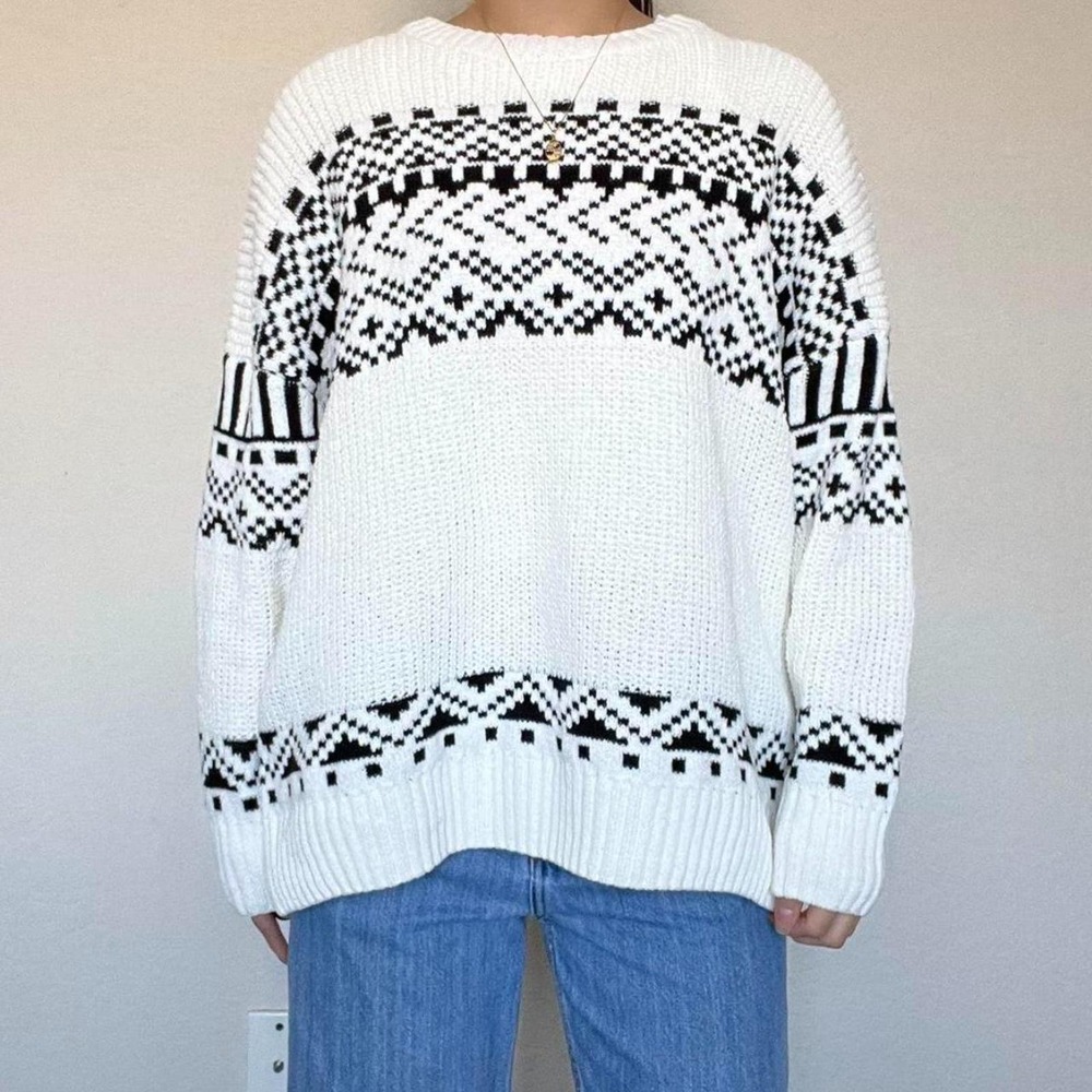 White Patterned Sweater